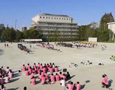 中学生と高校生が共同で使う校庭
