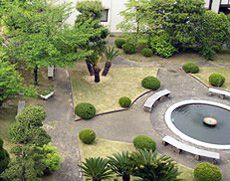 心が癒される緑の豊かな噴水の庭